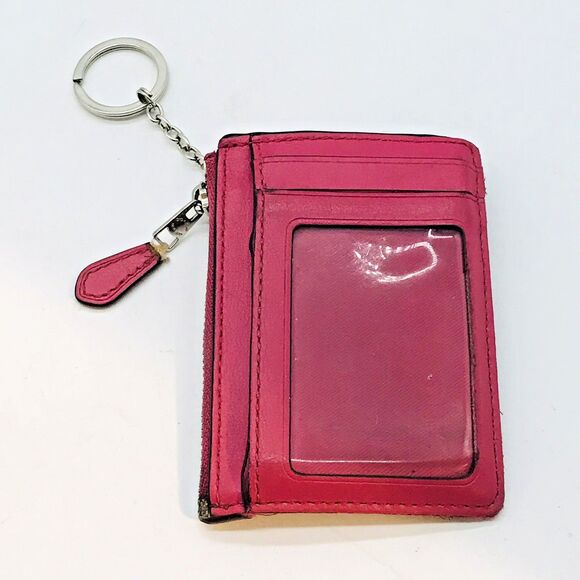 Coach Mini Skinny ID Case in Signature Brown Canvas & Cherry Leather F16107 Keys - Picture 5 of 12